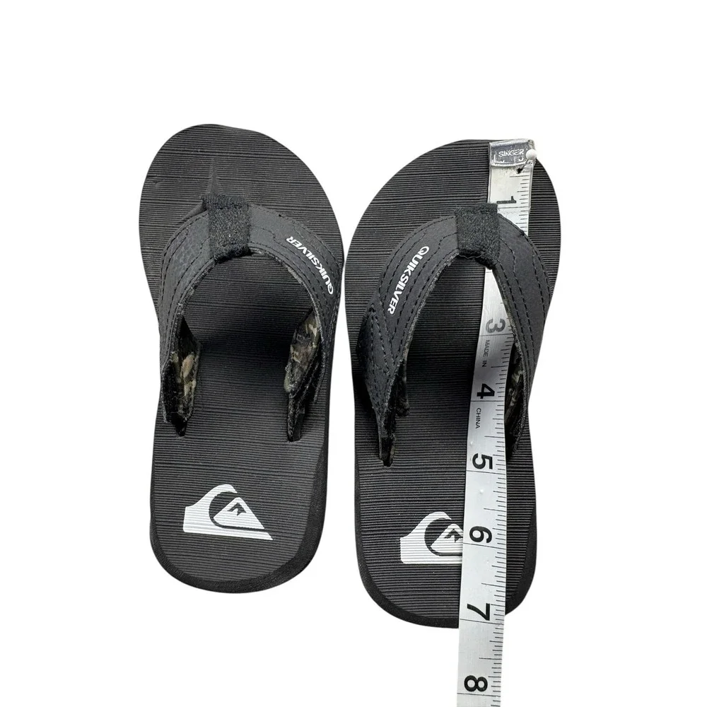 Quiksilver Boys Black Flip Flops‎ Youth Sandals Size 7 Adjustable Strap
